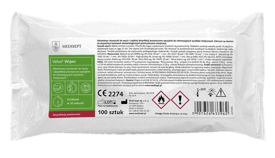 Velox Wischtücher Nachfüllpackung Alkoholtücher 100 Stk.